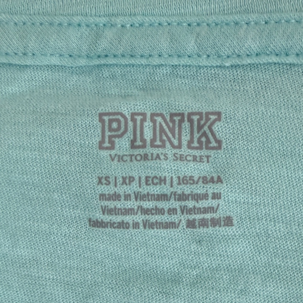 PINK Victoria's Secret Aqua Long Sleeve Tee Cropped Top - Picture 3 of 3